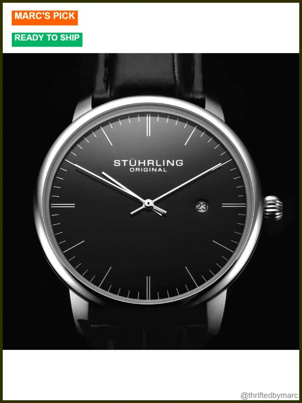 Ultra Slim 40mm Men's Dress Watch with Leather Strap & Date Window